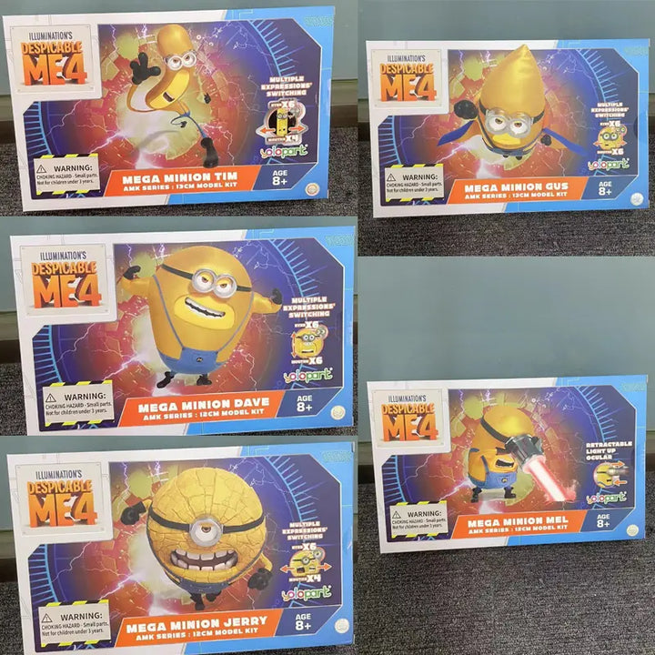 DMHTOY Yolopark Despicable Me 4 AMK Mega Minion Jerry Mel Gus Tim Dave Model Kit