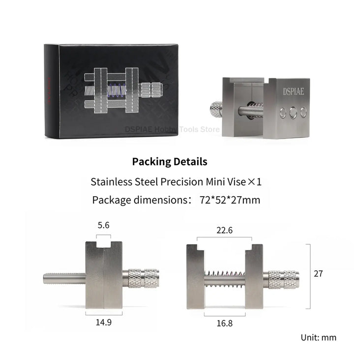 DMHTOY DSPIAE Mini Vise Stainless Steel Precision Model Building Tools for Model Kit