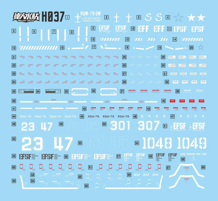 DMHTOY In Stock Fluorescent Decals Suitable for HG 1/144 Cucuruz Doan's Island RGM-79 GM Gundam Massproduction