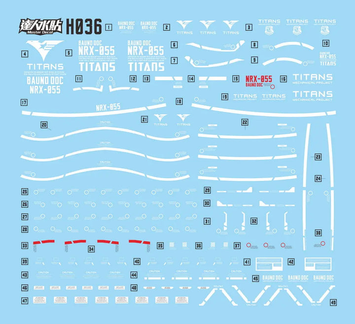 DMHTOY In Stock Fluorescent Decals Suitable for HGUC 1/144 NRX-055 Bound Doc