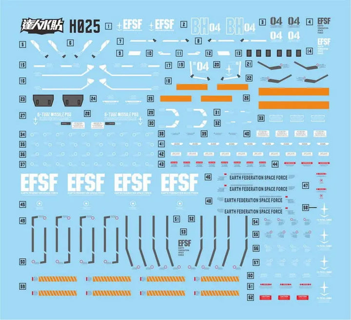 DMHTOY In Stock H025 Fluorescent Decals Suitable for HG 1/144 FA-78 Full Armor Gundam (Thunderbolt Ver.) Model Kit