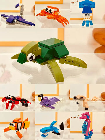 DMHTOY Marine Animals Turtle Shark 10pcs Set Mini Building Blocks