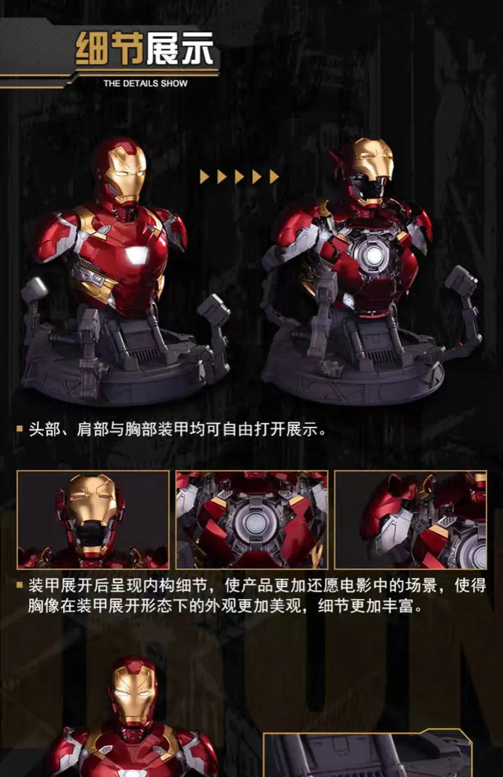 DMHTOY In Stock E-Model&Morstorm Iron Man MARK XLVI MK46 Avengers Series Bust Plastic Model Kit