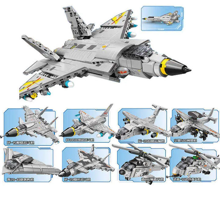 DMHTOY Building Blcoks Airplane Series Fighter Aircraft Helicopter