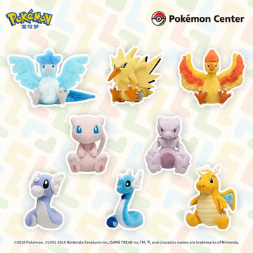 DMHTOY Pokemon Palm Series Mewtwo Mew Articuno Dragonite Plush Toys