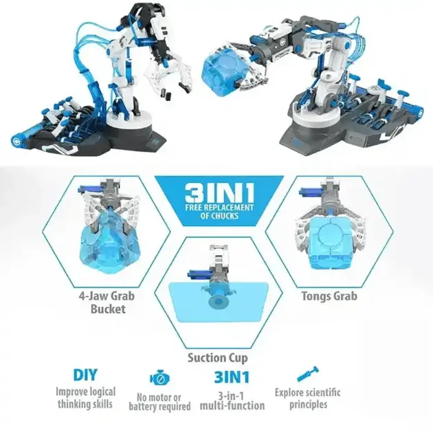 DMHTOY In Stock 3in1 Hydraulic Robot Arm Plastic Model Kit