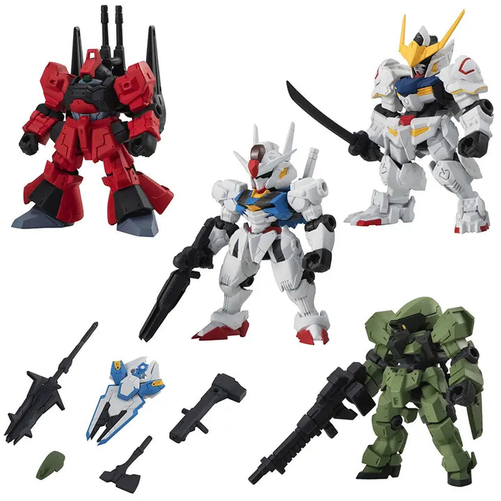 DMHTOY In Stock Bandai Mobile Suit Ensemble MSE23 5pcs Set Gundam Barbatos Rick Dias Graze Gundam Aerial Mini Figure