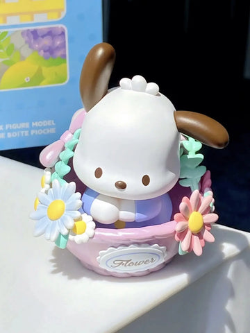 DMHTOY Sanrio Pochacco Flower & Childhood Series Blind Box Mini Figure Gift