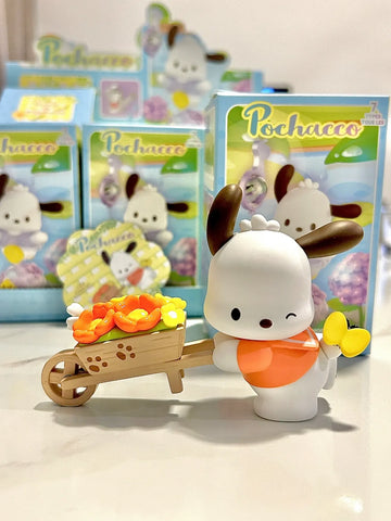 DMHTOY Sanrio Pochacco Flower & Childhood Series Blind Box Mini Figure Gift